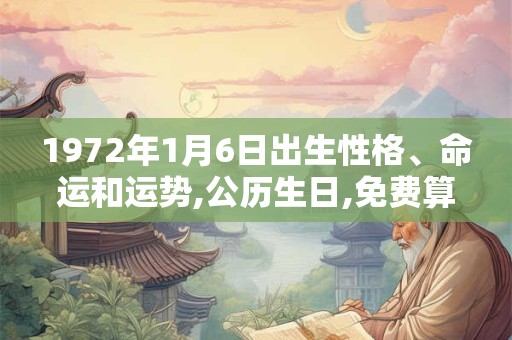 1972年1月6日出生性格、命运和运势,公历生日,免费算命