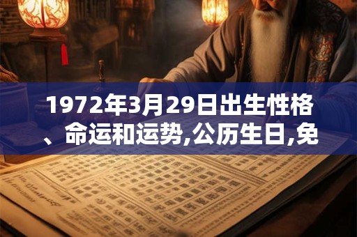 1972年3月29日出生性格、命运和运势,公历生日,免费算命