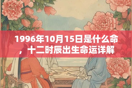 1996年10月15日是什么命,十二时辰出生命运详解 1996年10月15日是什么命,十二时辰出生命运详解