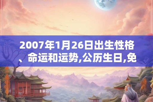 2007年1月26日出生性格、命运和运势,公历生日,免费算命