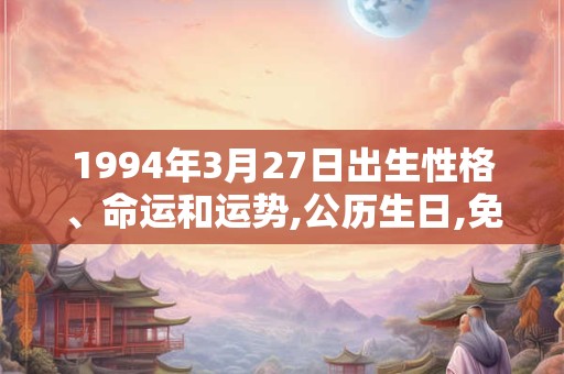 1994年3月27日出生性格、命运和运势,公历生日,免费算命 1994年3月27日出生性格、命运和运势,公历生日,免费算命