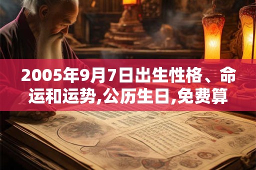2005年9月7日出生性格、命运和运势,公历生日,免费算命 2005年9月7日出生性格、命运和运势,公历生日,免费算命