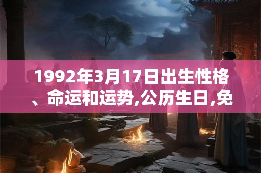 1992年3月17日出生性格、命运和运势,公历生日,免费算命