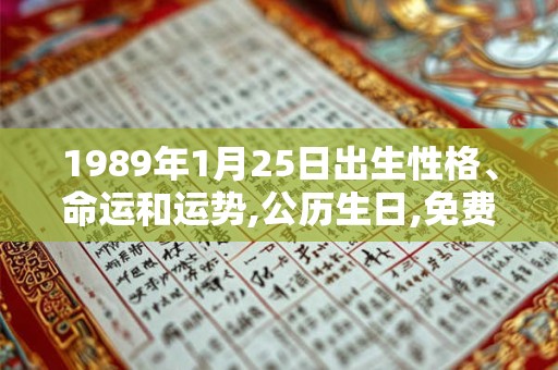 1989年1月25日出生性格、命运和运势,公历生日,免费算命