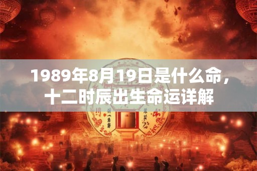 1989年8月19日是什么命，十二时辰出生命运详解