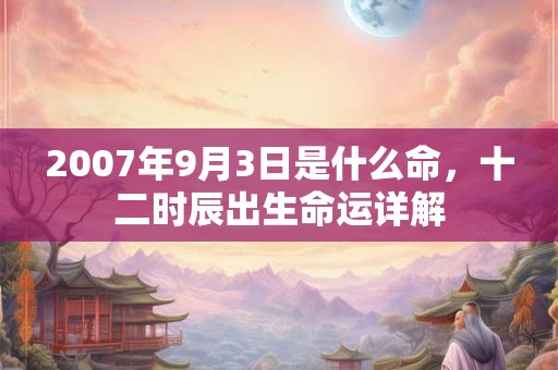 2007年9月3日是什么命，十二时辰出生命运详解