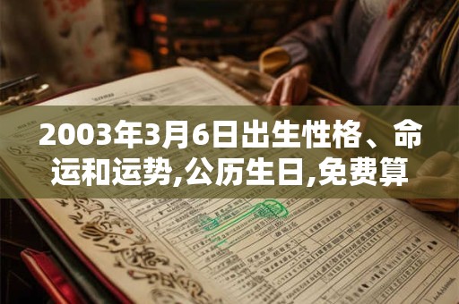 2003年3月6日出生性格、命运和运势,公历生日,免费算命