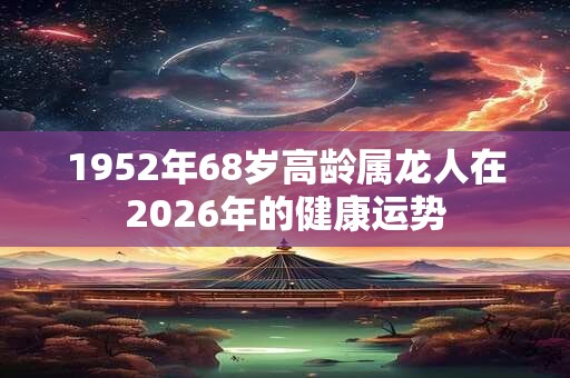 1952年68岁高龄属龙人在2026年的健康运势