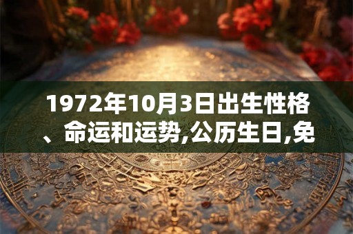 1972年10月3日出生性格、命运和运势,公历生日,免费算命 1972年10月3日出生性格、命运和运势,公历生日,免费算命