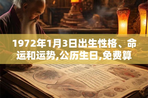 1972年1月3日出生性格、命运和运势,公历生日,免费算命 1972年1月3日出生性格、命运和运势,公历生日,免费算命