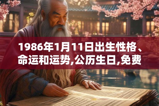 1986年1月11日出生性格、命运和运势,公历生日,免费算命