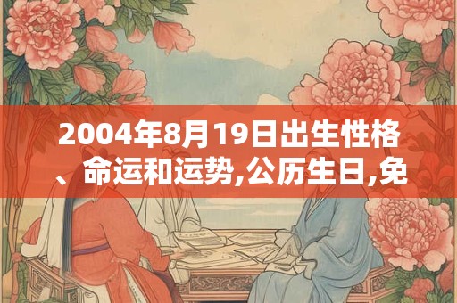 2004年8月19日出生性格、命运和运势,公历生日,免费算命