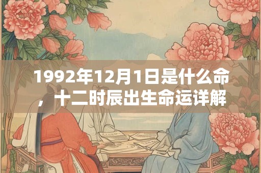 1992年12月1日是什么命，十二时辰出生命运详解