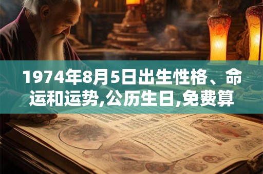 1974年8月5日出生性格、命运和运势,公历生日,免费算命