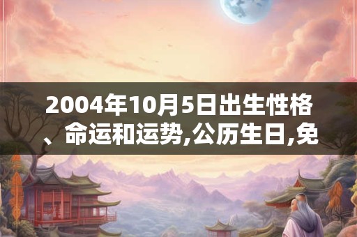 2004年10月5日出生性格、命运和运势,公历生日,免费算命