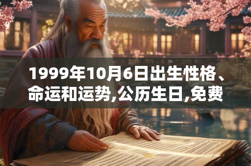 1999年10月6日出生性格、命运和运势,公历生日,免费算命