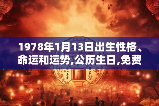 1978年1月13日出生性格、命运和运势,公历生日,免费算命