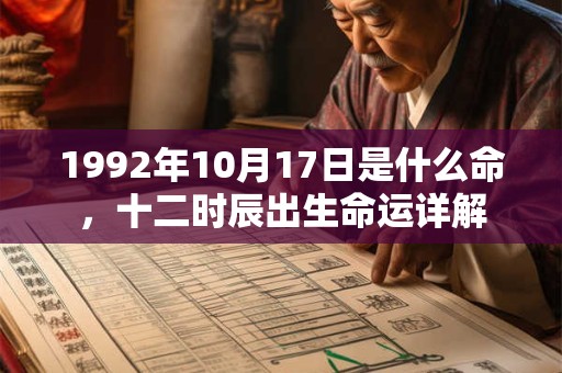 1992年10月17日是什么命，十二时辰出生命运详解