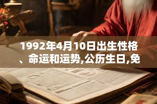 1992年4月10日出生性格、命运和运势,公历生日,免费算命 1992年4月10日出生性格、命运和运势,公历生日,免费算命