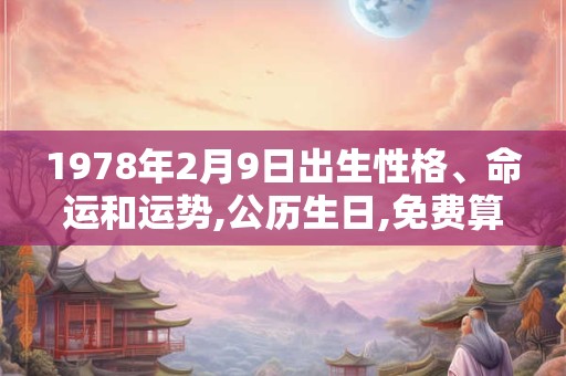 1978年2月9日出生性格、命运和运势,公历生日,免费算命