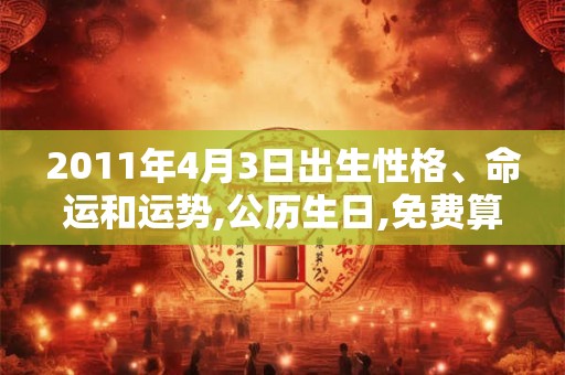 2011年4月3日出生性格、命运和运势,公历生日,免费算命 2011年4月3日出生性格、命运和运势,公历生日,免费算命