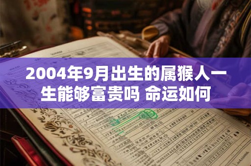 2004年9月出生的属猴人一生能够富贵吗 命运如何