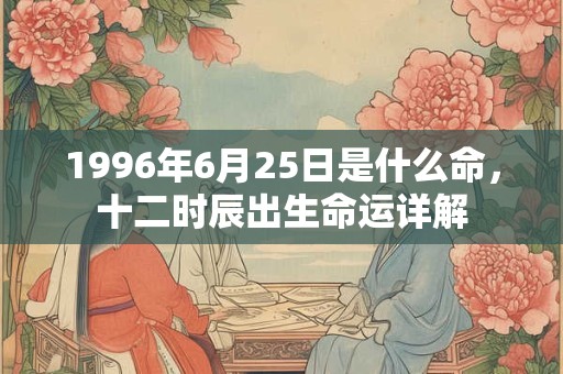 1996年6月25日是什么命，十二时辰出生命运详解