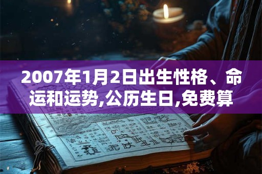 2007年1月2日出生性格、命运和运势,公历生日,免费算命