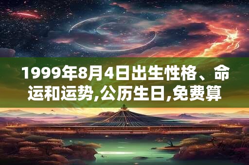 1999年8月4日出生性格、命运和运势,公历生日,免费算命