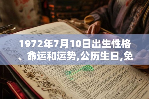 1972年7月10日出生性格、命运和运势,公历生日,免费算命