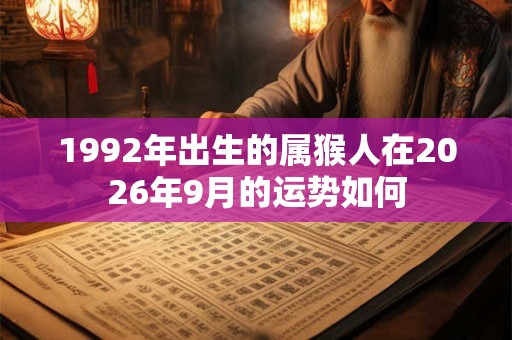 1992年出生的属猴人在2026年9月的运势如何
