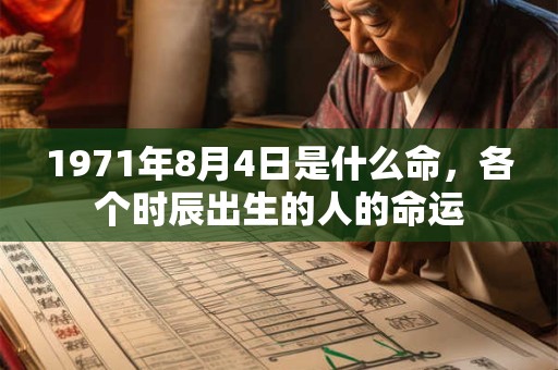 1971年8月4日是什么命，各个时辰出生的人的命运