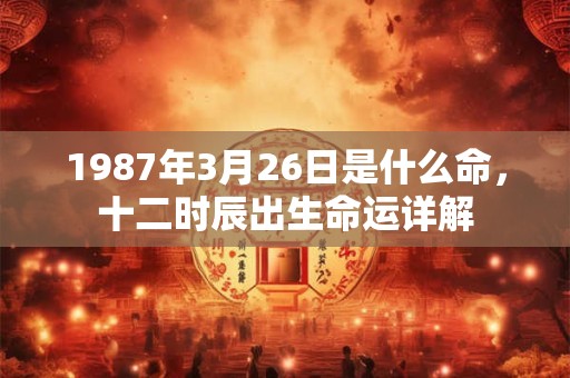 1987年3月26日是什么命，十二时辰出生命运详解