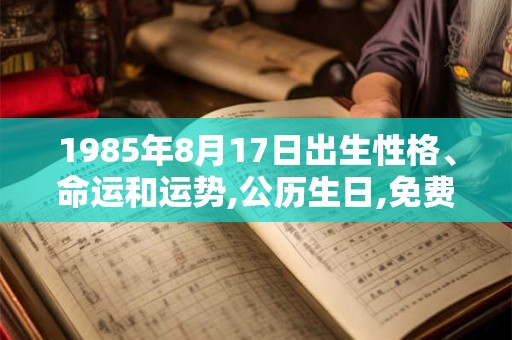 1985年8月17日出生性格、命运和运势,公历生日,免费算命