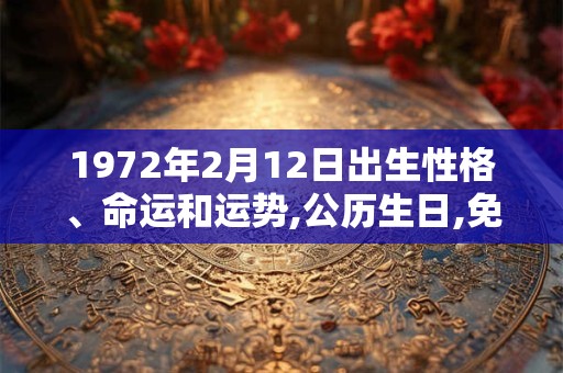 1972年2月12日出生性格、命运和运势,公历生日,免费算命