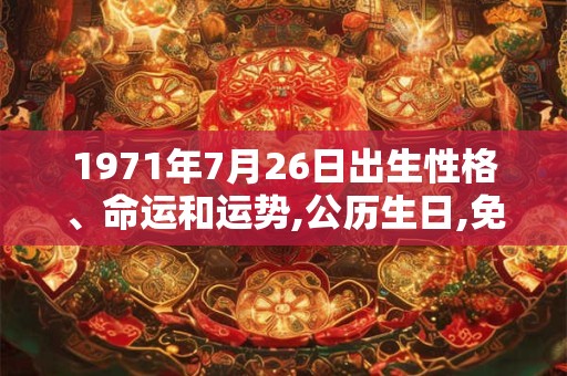 1971年7月26日出生性格、命运和运势,公历生日,免费算命