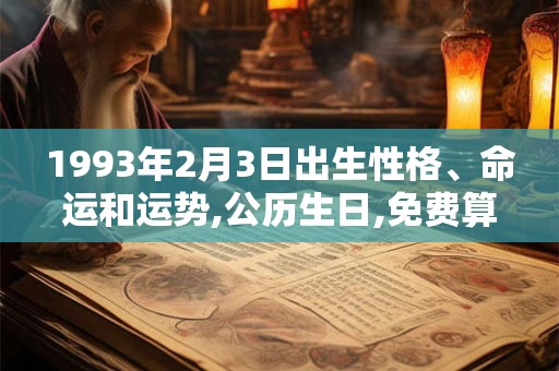 1993年2月3日出生性格、命运和运势,公历生日,免费算命 1993年2月3日出生性格、命运和运势,公历生日,免费算命