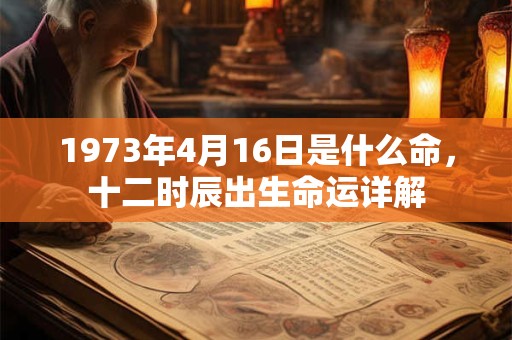 1973年4月16日是什么命，十二时辰出生命运详解