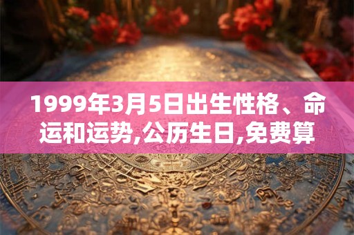 1999年3月5日出生性格、命运和运势,公历生日,免费算命 1999年3月5日出生性格、命运和运势,公历生日,免费算命