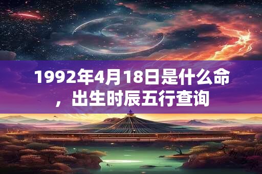 1992年4月18日是什么命,出生时辰五行查询 1992年4月18日是什么命,出生时辰五行查询