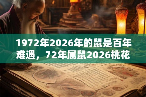 1972年2026年的鼠是百年难遇，72年属鼠2026桃花运方位