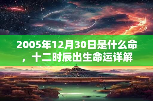 2005年12月30日是什么命，十二时辰出生命运详解