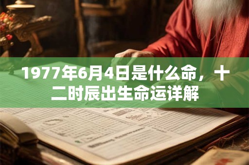 1977年6月4日是什么命，十二时辰出生命运详解