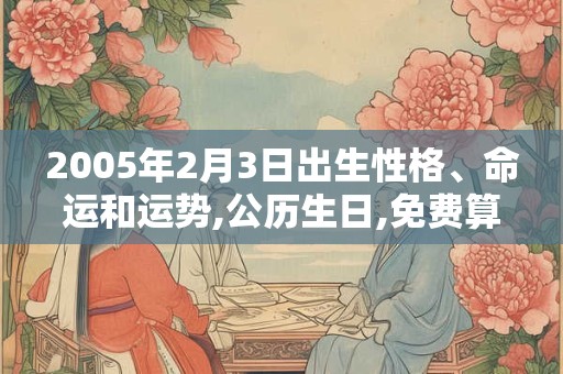 2005年2月3日出生性格、命运和运势,公历生日,免费算命