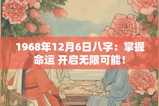 1968年12月6日八字:掌握命运 开启无限可能! 1968年12月6日八字:掌握命运 开启无限可能!