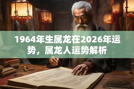 1964年生属龙在2026年运势，属龙人运势解析