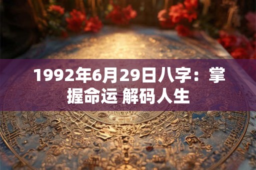 1992年6月29日八字:掌握命运 解码人生 1992年6月29日八字:掌握命运 解码人生