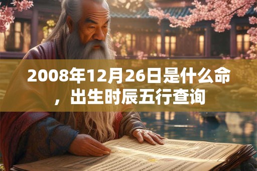 2008年12月26日是什么命，出生时辰五行查询