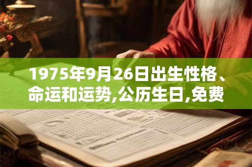 1975年9月26日出生性格、命运和运势,公历生日,免费算命