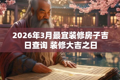 2026年3月最宜装修房子吉日查询 装修大吉之日